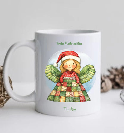 "Weihnachtsengel" Personalisierte Tasse Mädchen - Nikolausgeschenk, Weihnachtsgeschenk Kinder
