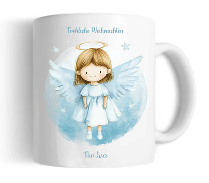 "Schutzengel" Tasse - Personalisierte Tasse mit Engel und Namen für Kinder blau