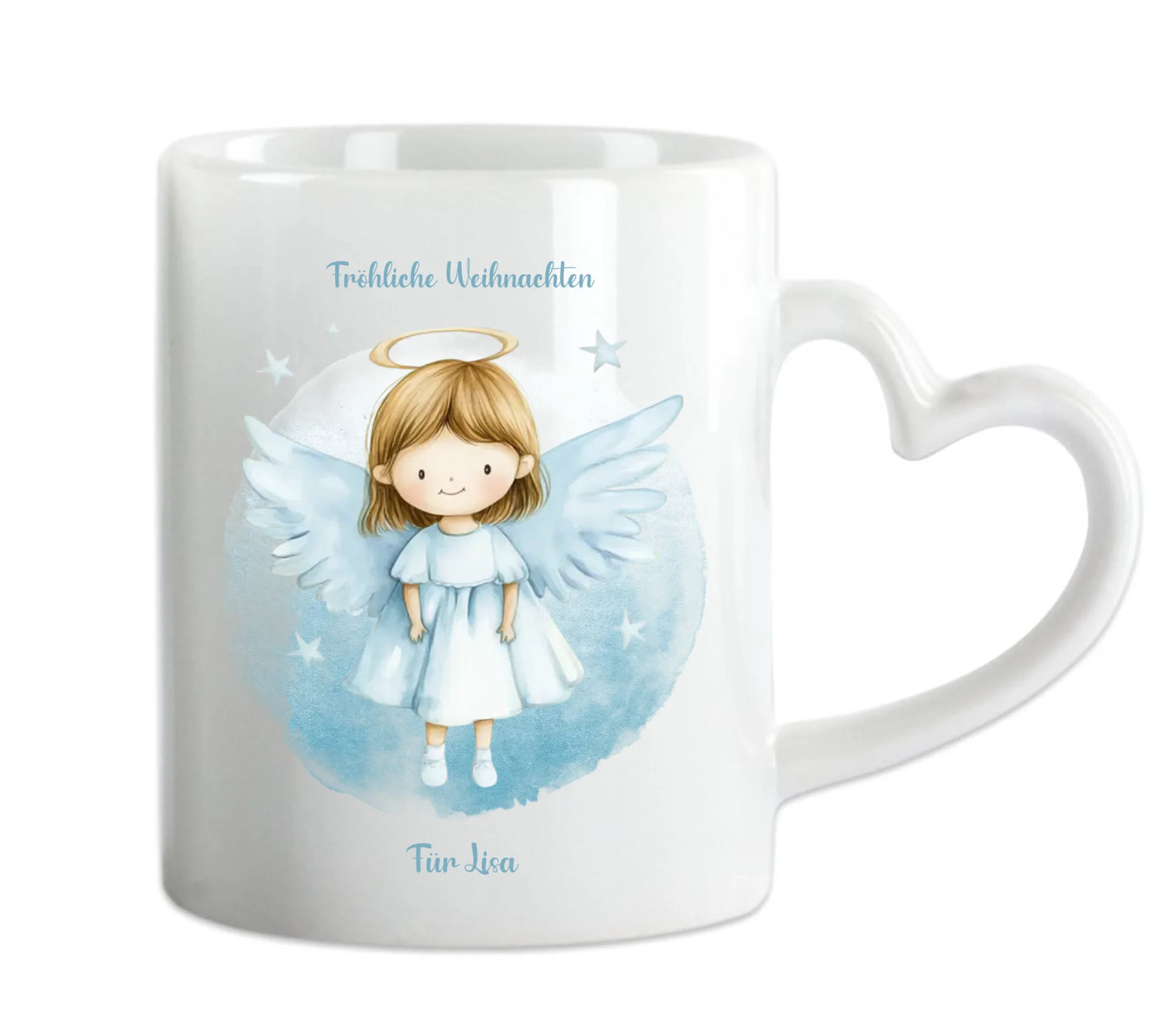 "Schutzengel" Tasse - Personalisierte Tasse mit Engel und Namen für Kinder blau