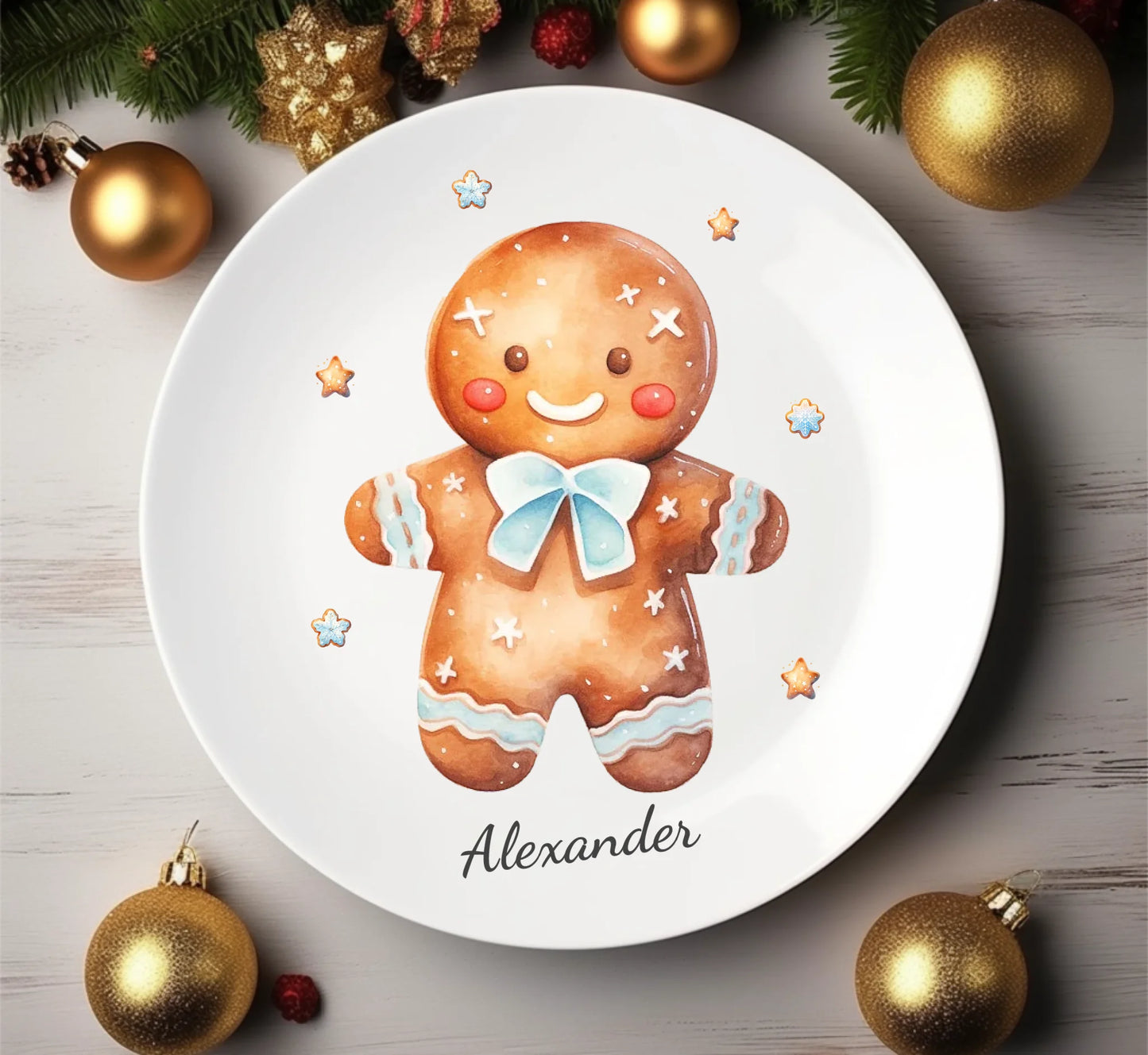 Kinderteller Lebkuchenhaus - Weihnachtsteller mit Namen personalisiert, Kindergeschirr 3