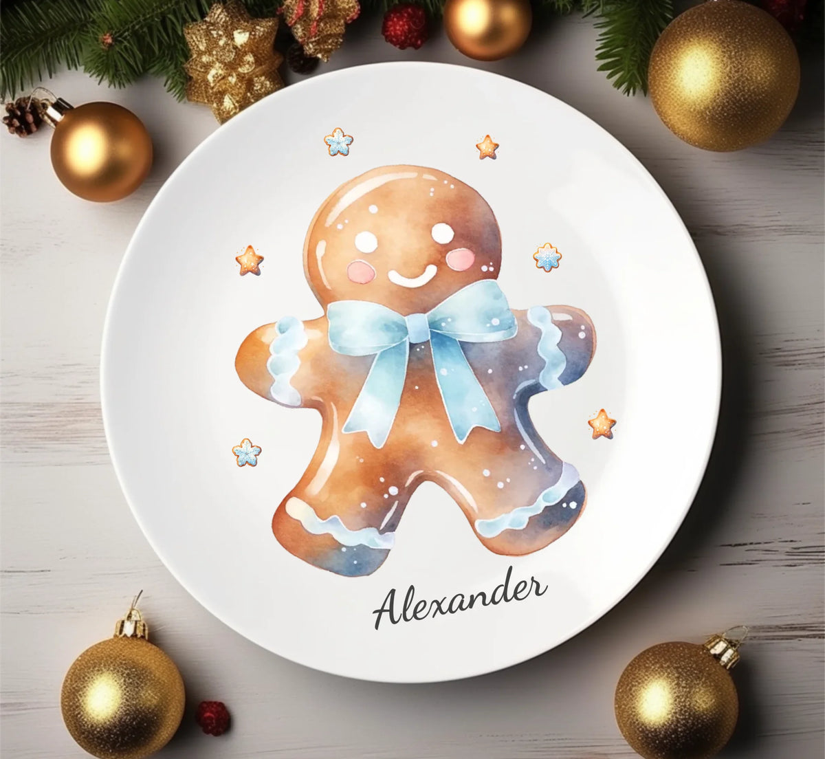Kinderteller Lebkuchenhaus - Weihnachtsteller mit Namen personalisiert, Kindergeschirr 4