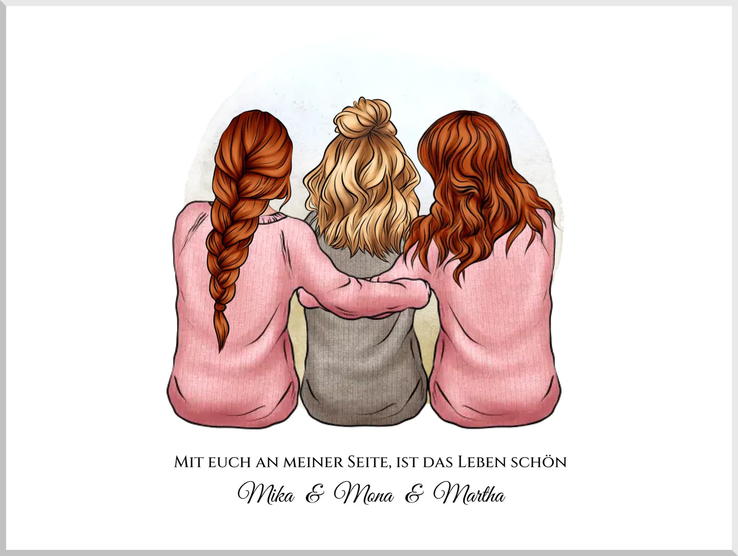 Personalisiertes Geschenk Freundin Bild | Poster 3 beste Freundinnen Geburtstagsgeschenk | Geschenk beste Schwester, Mama