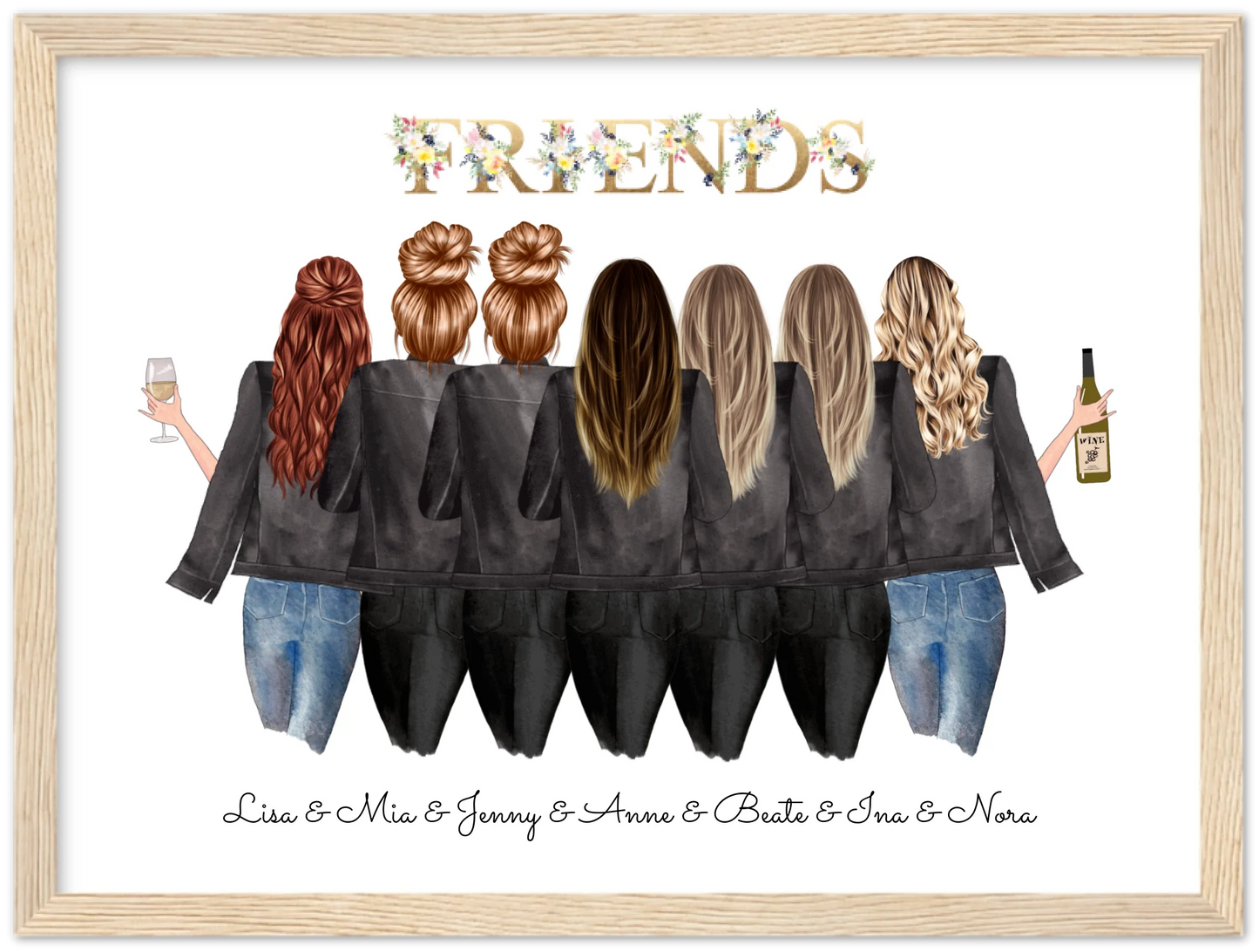 7 Beste Freundinnen Bild - personalisiertes Poster Geburtstagsgeschenk & Weihnachtsgeschenk