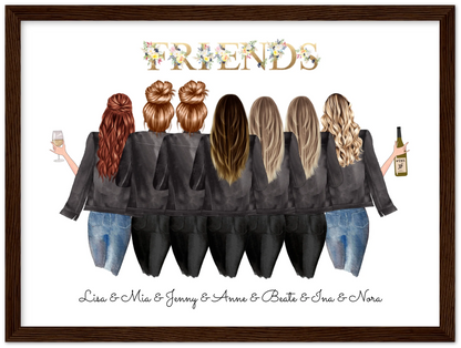 7 Beste Freundinnen Bild - personalisiertes Poster Geburtstagsgeschenk & Weihnachtsgeschenk