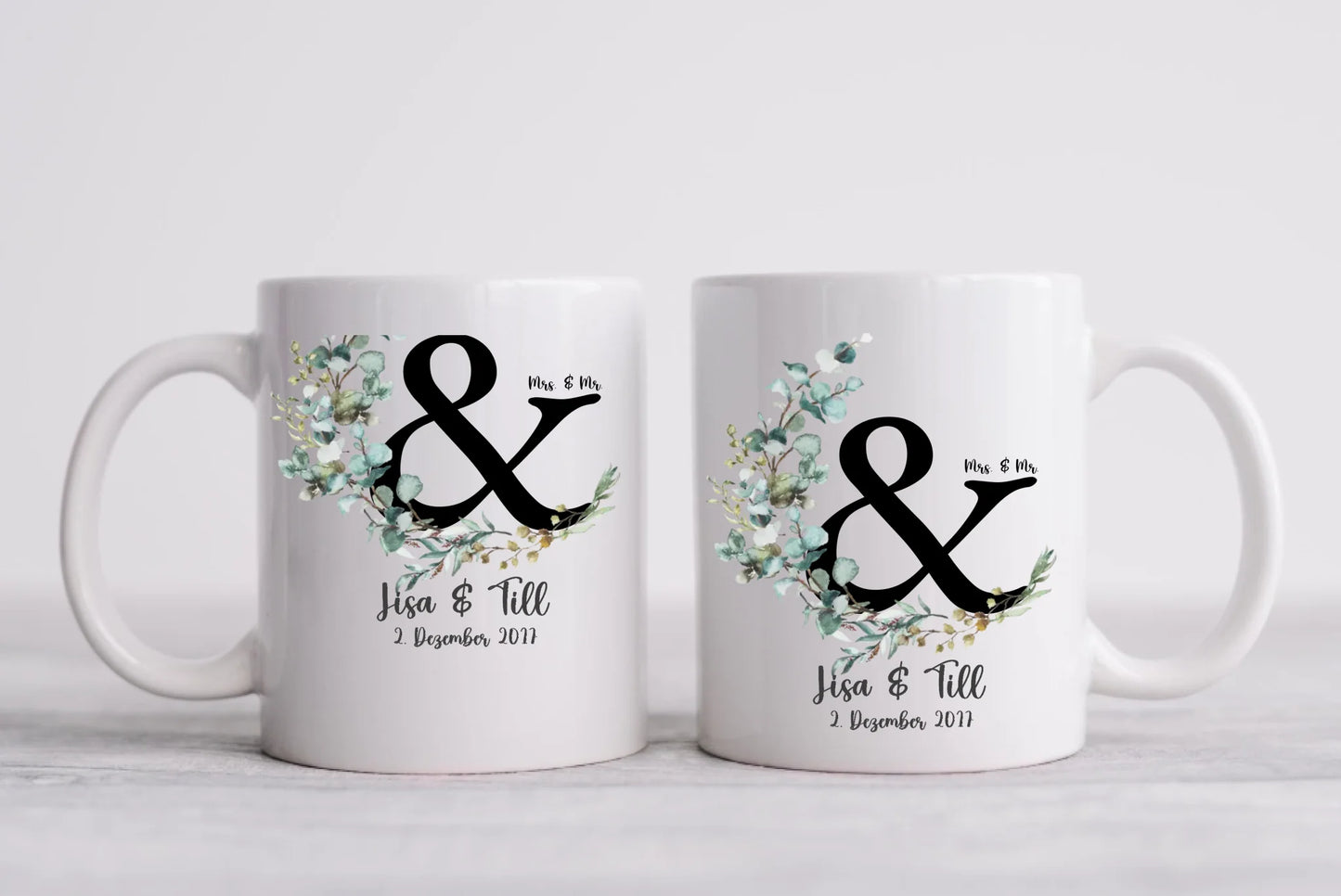Personalisierte Hochzeitstasse Hochzeitsgeschenk Kranz Brautpaar, Kaffeebecher - Geschenk Hochzeit