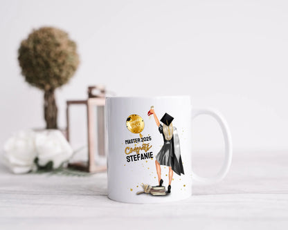 Geschenk Schulabschluß Personalisierte Tasse, Abschlußgeschenk Bachelor, Master, Doktor, Abitur, Abi