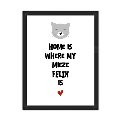 "Home is where my cat is" Katzenposter personalisiert - Geburtstagsgeschenk & Weihnachtsgeschenk - Zeitraum-Kunstdruck