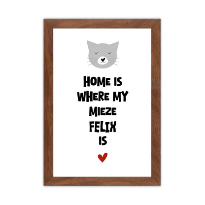 "Home is where my cat is" Katzenposter personalisiert - Geburtstagsgeschenk & Weihnachtsgeschenk - Zeitraum-Kunstdruck