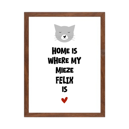 "Home is where my cat is" Katzenposter personalisiert - Geburtstagsgeschenk & Weihnachtsgeschenk - Zeitraum-Kunstdruck