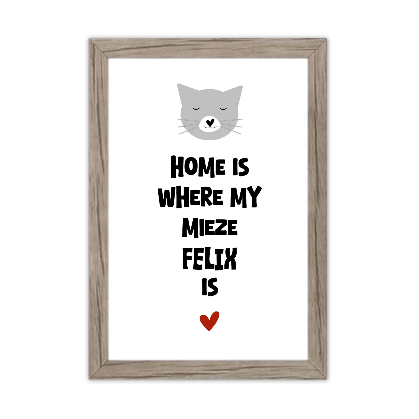"Home is where my cat is" Katzenposter personalisiert - Geburtstagsgeschenk & Weihnachtsgeschenk - Zeitraum-Kunstdruck