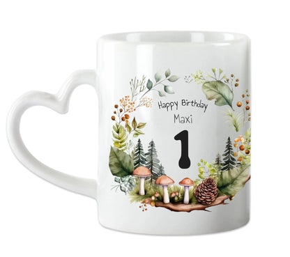 Kindertasse Wald, Natur, Personalisierte Tasse Geschenk, Geburtstagstasse mit Namen und Text