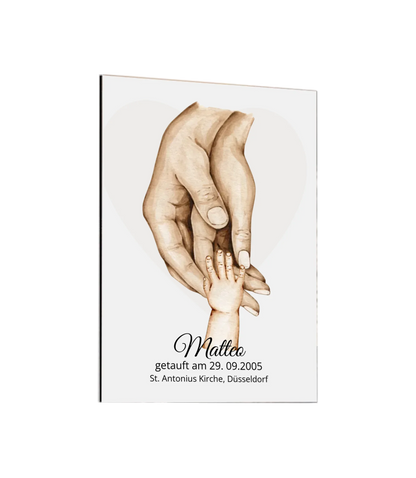 Taufgeschenk mit Namen und Datum | Personalisiertes Babygeschenk | Geschenk zur Taufe | Geburtsgeschenk Teller | Hände
