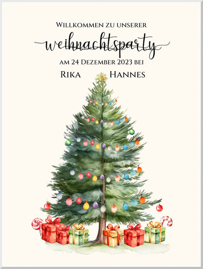 Weihnachtsposter | Willkommensschild Weihnachten | Einladung Weihnachtsfest | Weihnachtsschild Willkommen Schild mit Tannenbaum