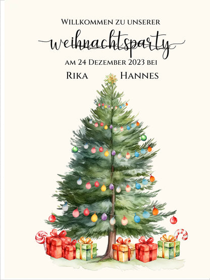 Weihnachtsposter | Willkommensschild Weihnachten | Einladung Weihnachtsfest | Weihnachtsschild Willkommen Schild mit Tannenbaum