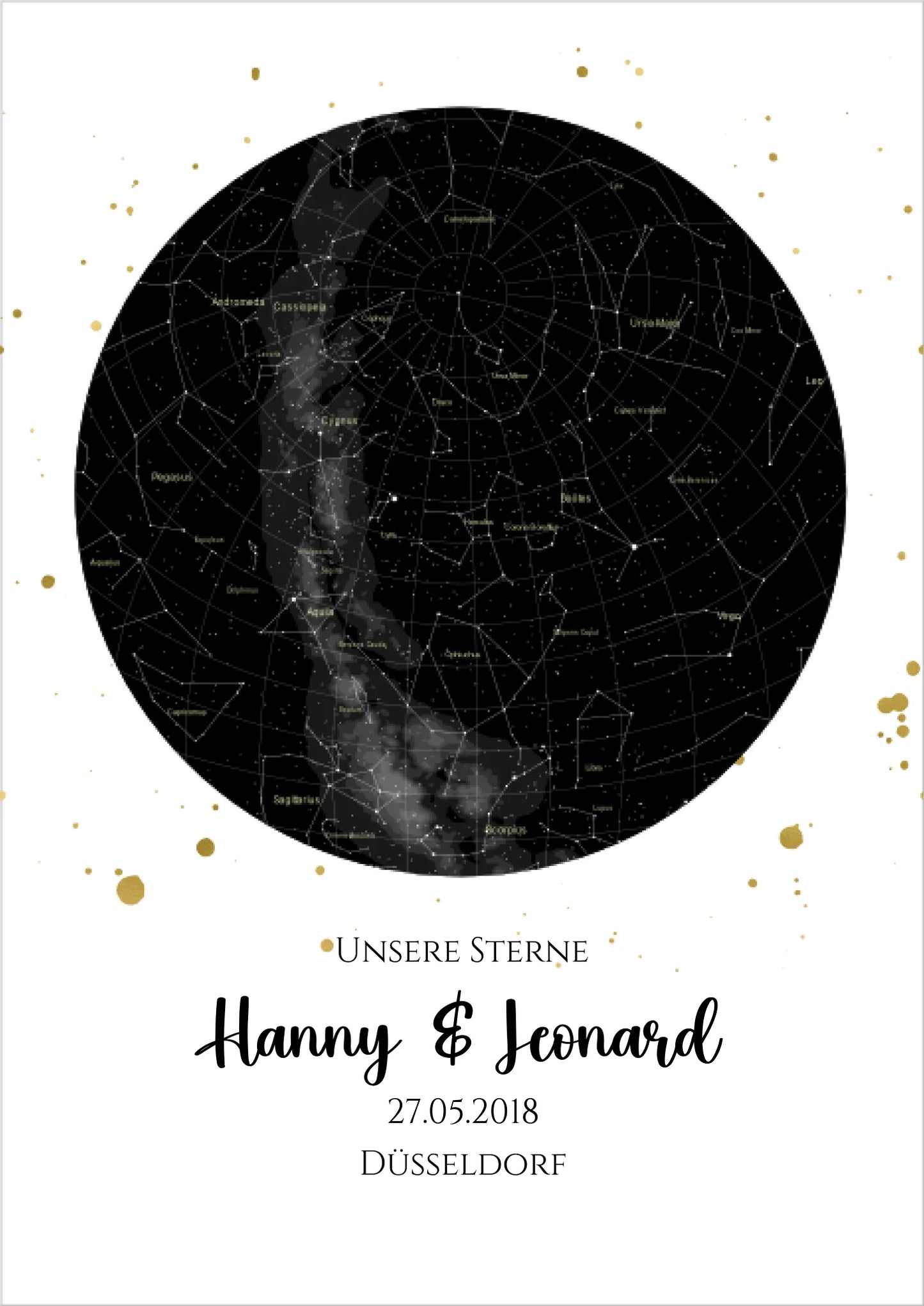 Hochzeitsgeschenk | Personalisierte Sternkarte |  Sternenhimmel Poster | Sternkarte Geschenk zur Hochzeit, zur Geburt, zur Taufe