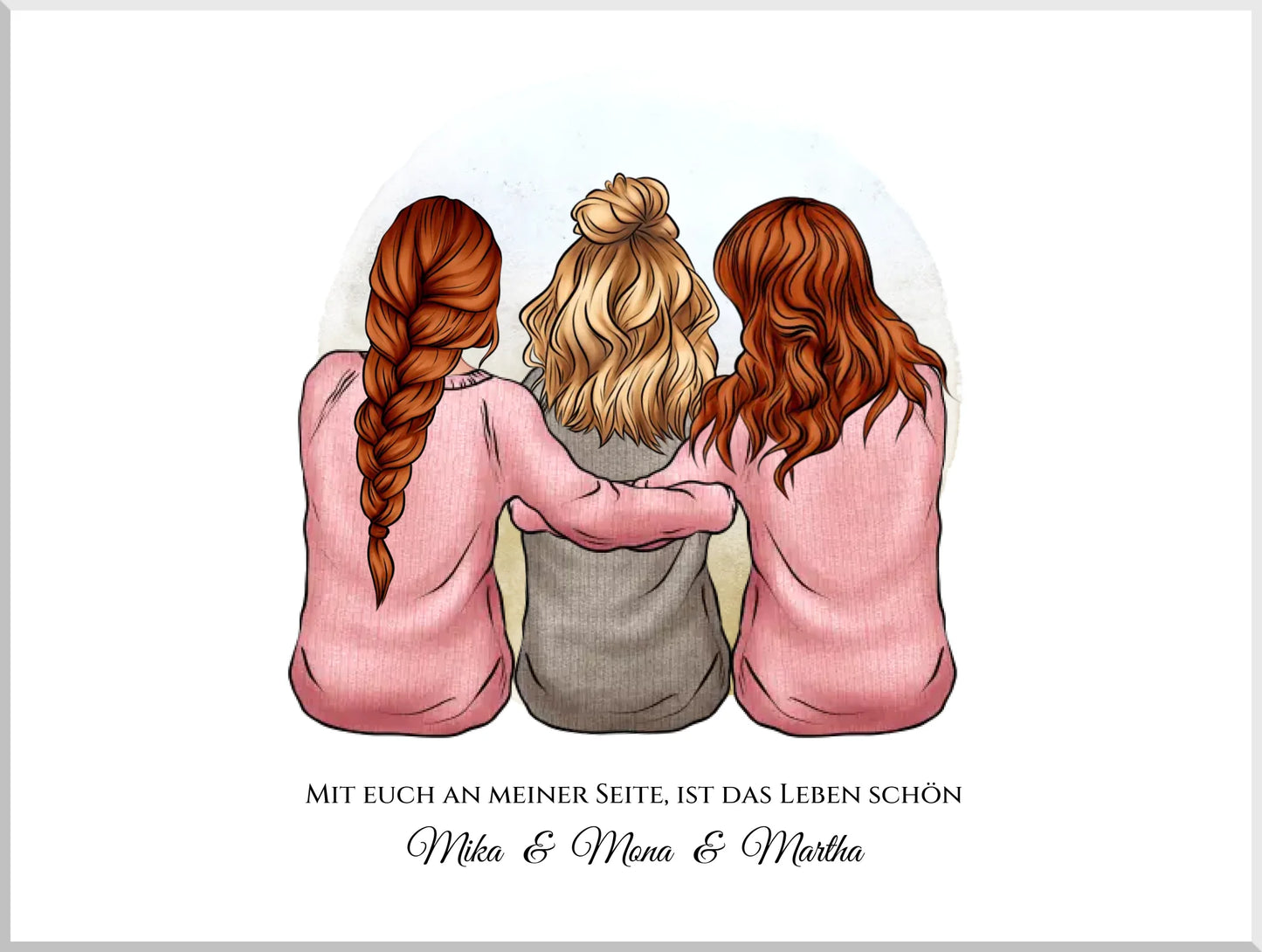 Personalisiertes Geschenk Freundin Bild | Poster 3 beste Freundinnen Geburtstagsgeschenk | Geschenk beste Schwester, Mama