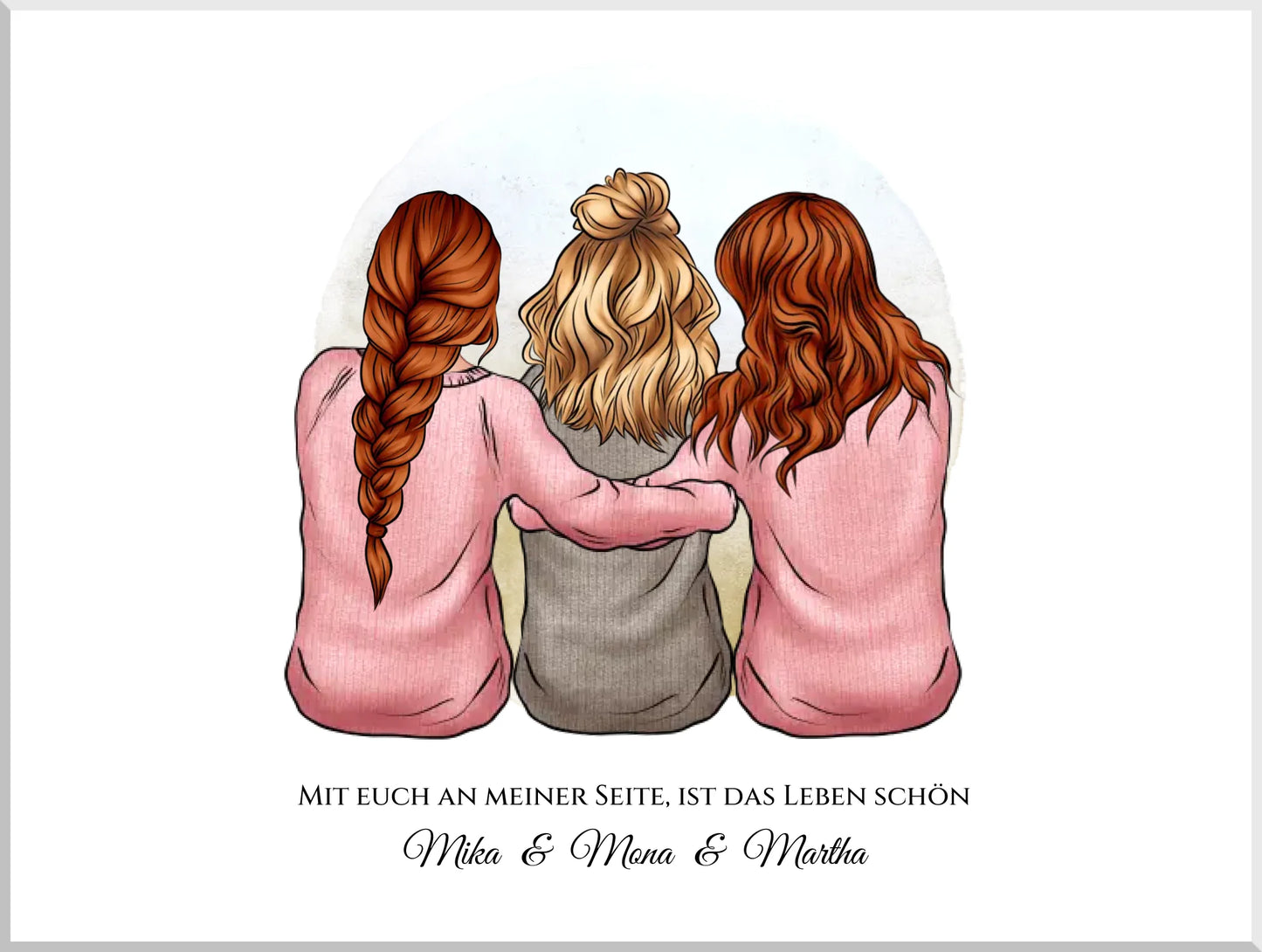 Personalisiertes Geschenk Freundin Bild | Poster 3 beste Freundinnen Geburtstagsgeschenk | Geschenk beste Schwester, Mama