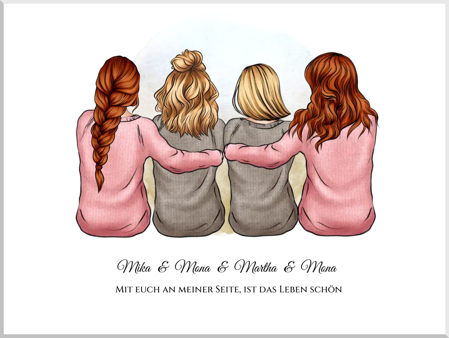 Beste Freundinnen Bild | Poster 4 Freundinnen Geschenk | Geschenk beste Freundin, Schwester, Mama