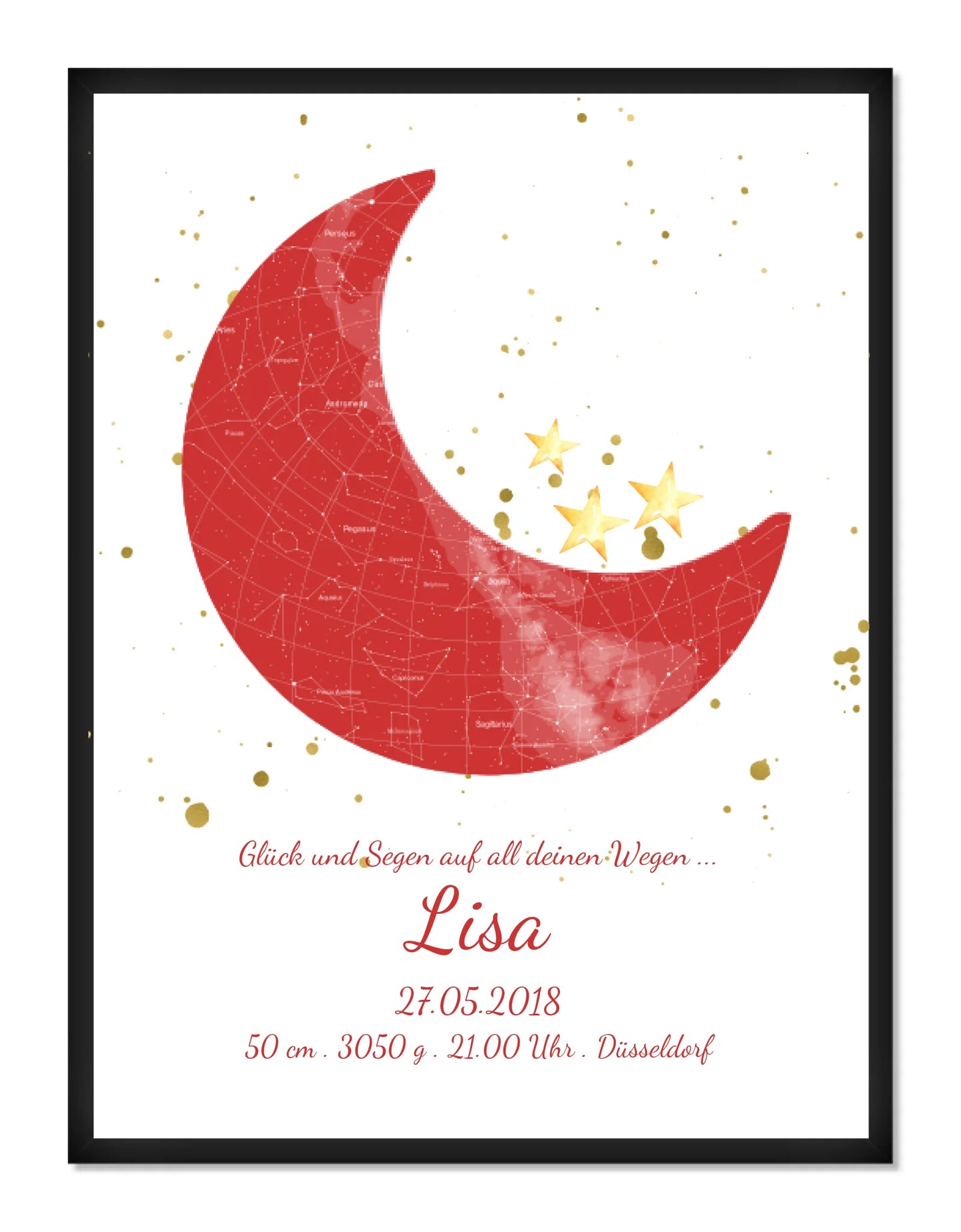 Geburtsgeschenk & Taufgeschenk Geburtsanzeige |  Sternenhimmel Poster Sternkarte Design | Babygeschenk zur Geburt, zur Taufe | Mädchen