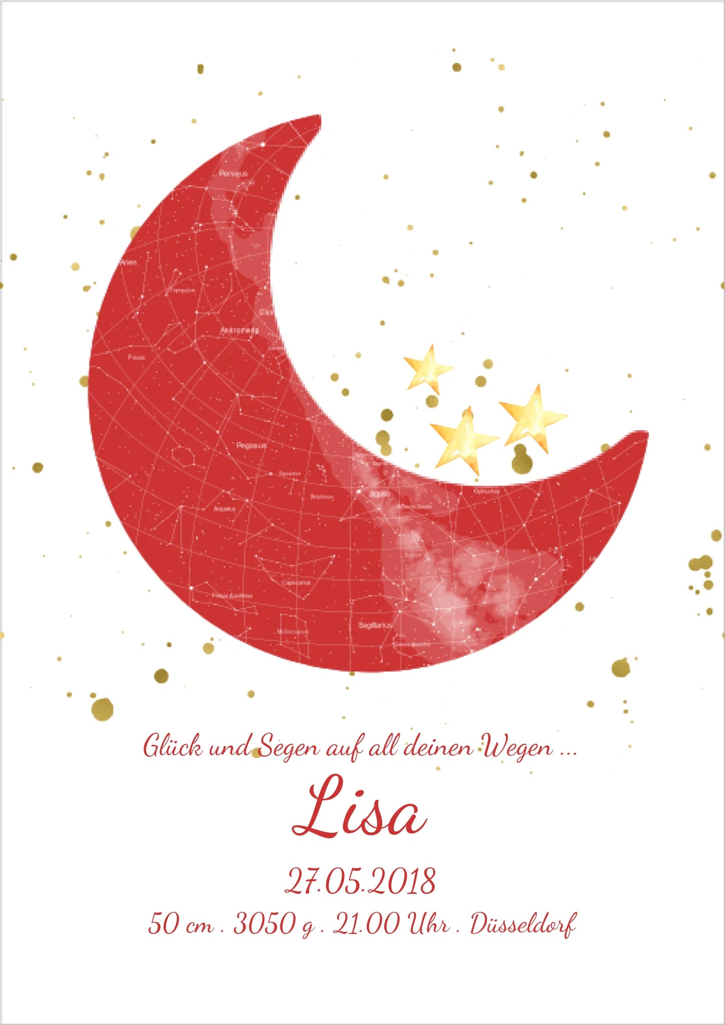 Geburtsgeschenk & Taufgeschenk Geburtsanzeige |  Sternenhimmel Poster Sternkarte Design | Babygeschenk zur Geburt, zur Taufe | Mädchen