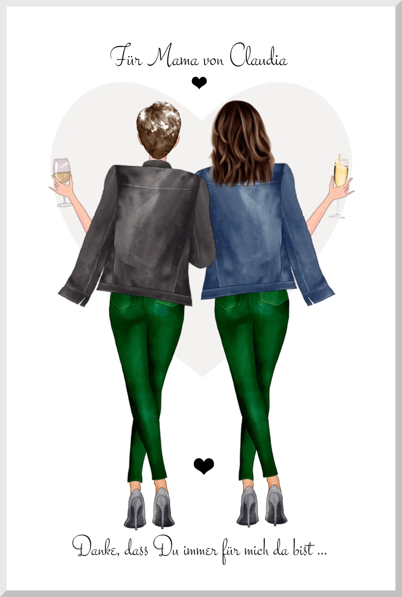 Personalisiertes Mutter Tochter Bild - Beste Mama der Welt - Muttertagsgeschenk Poster