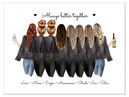 8 Freundinnen Bild individuell mit Namen Spruch personalisieren - Geburtstagsgeschenk Poster