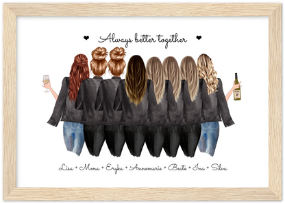 8 Freundinnen Bild individuell mit Namen Spruch personalisieren - Geburtstagsgeschenk Poster