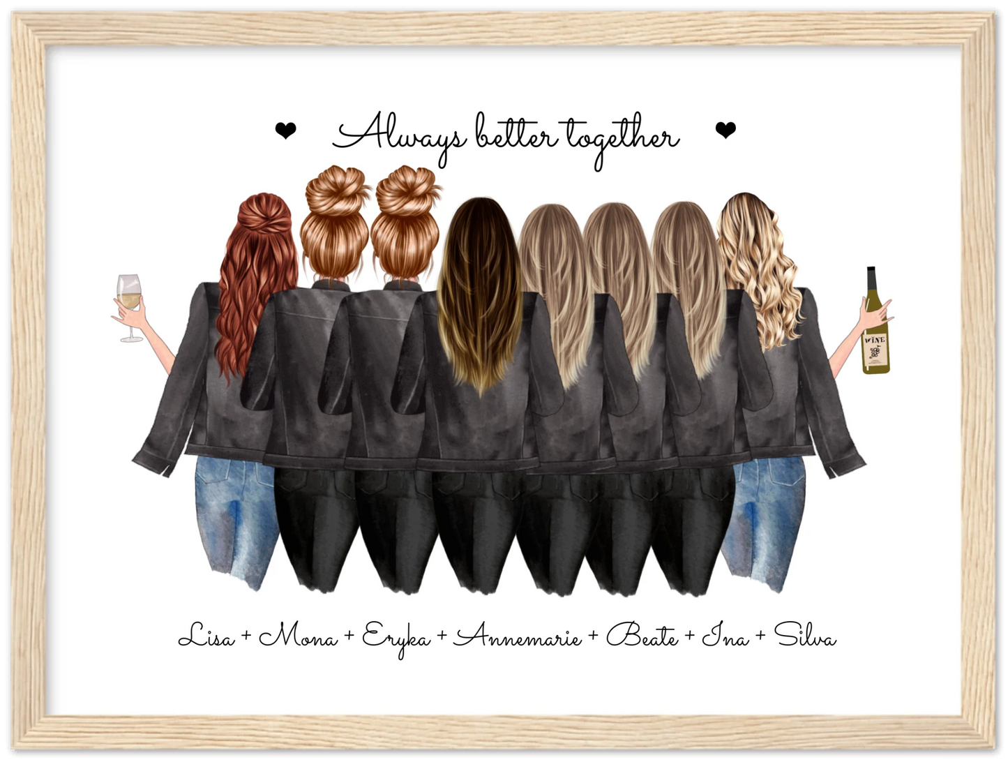 8 Freundinnen Bild individuell mit Namen Spruch personalisieren - Geburtstagsgeschenk Poster