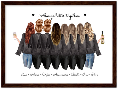 8 Freundinnen Bild individuell mit Namen Spruch personalisieren - Geburtstagsgeschenk Poster