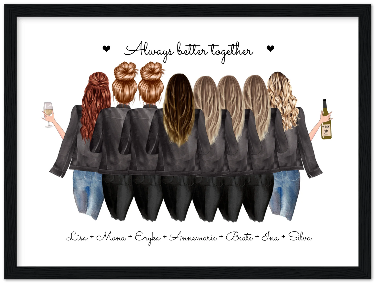 8 Freundinnen Bild individuell mit Namen Spruch personalisieren - Geburtstagsgeschenk Poster