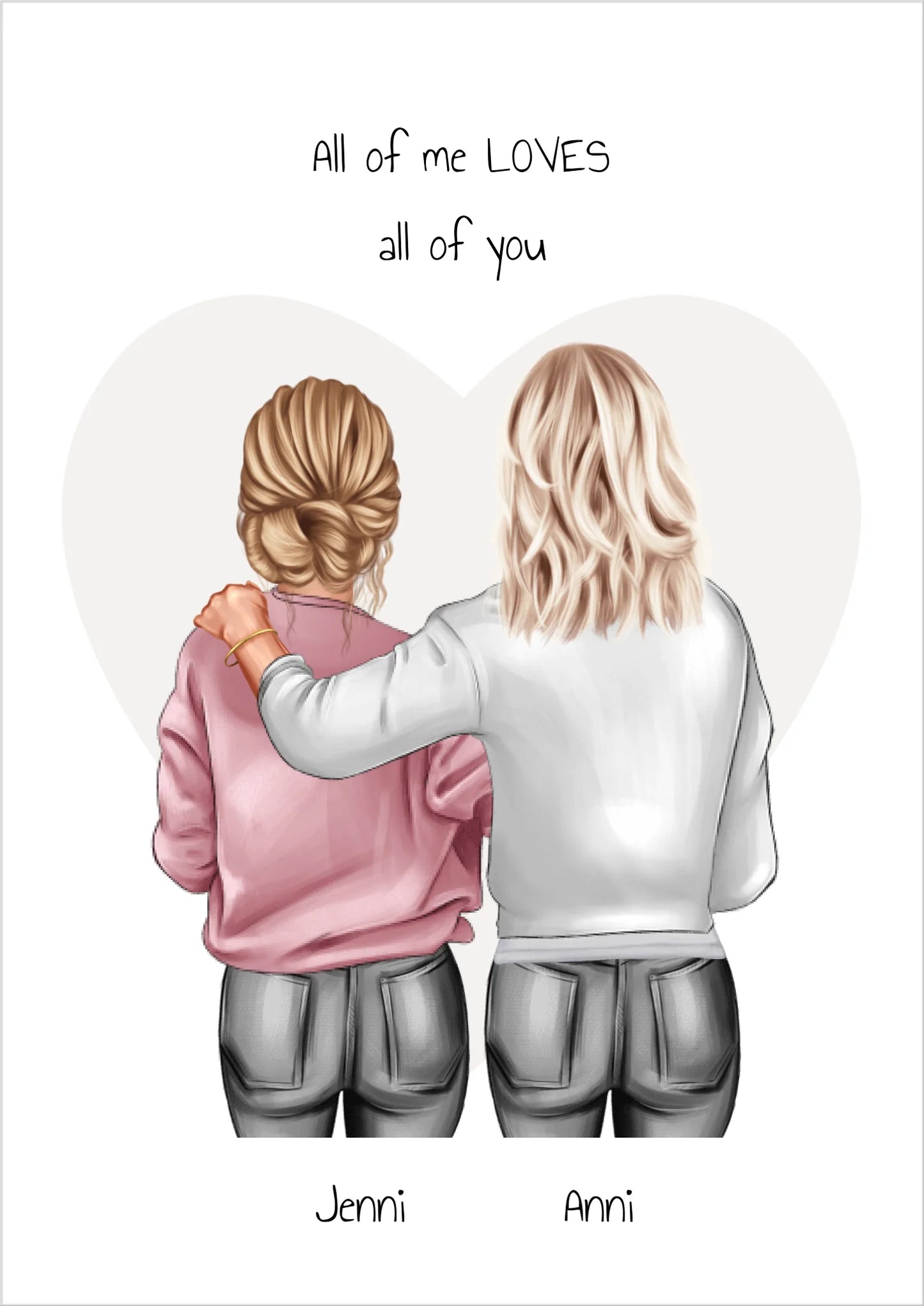 Personalisiertes Poster Geschenk Mutter & Tochter, Bild Geschenk Freundin, Schwester Kollegin