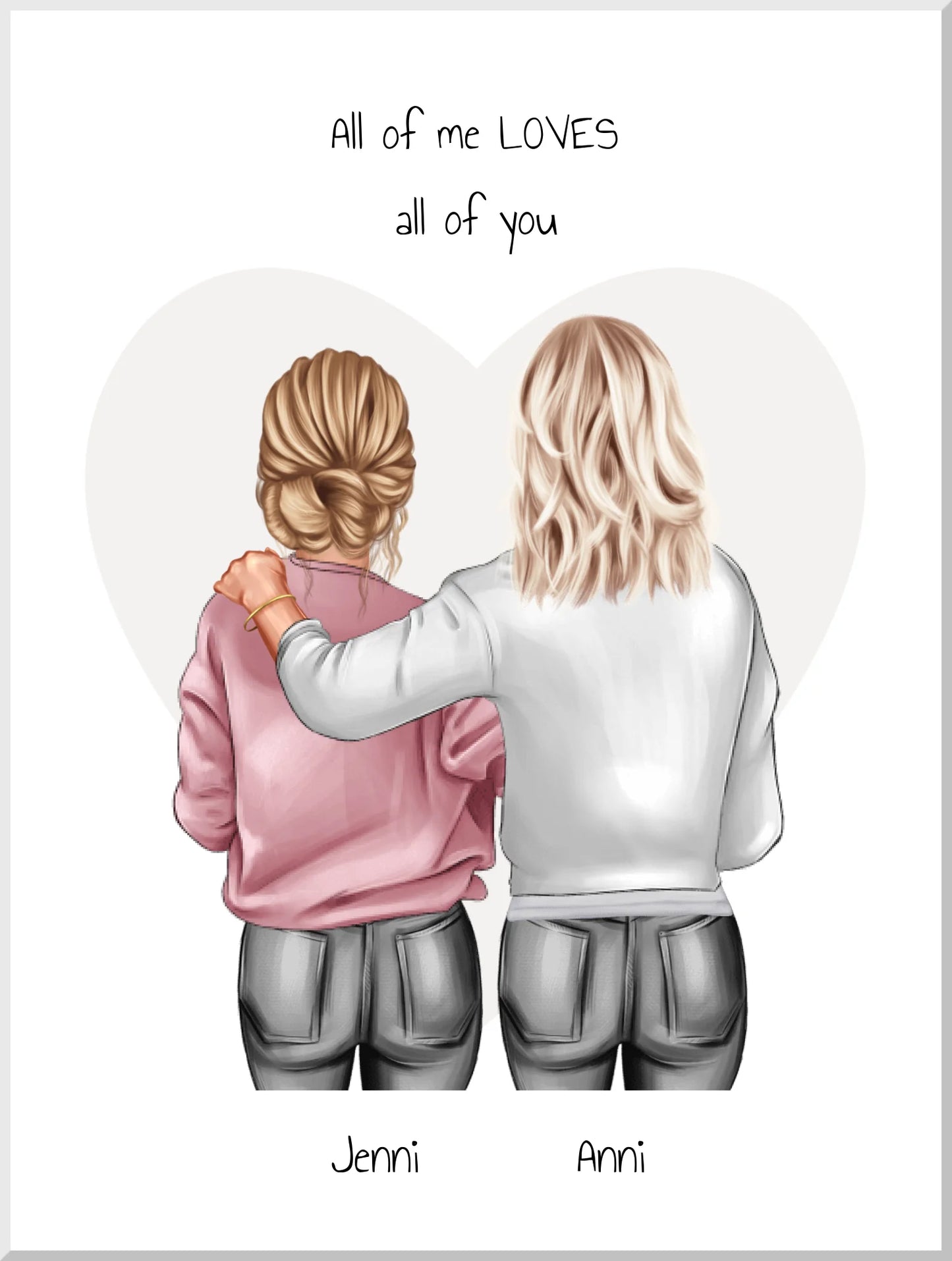 Personalisiertes Poster Geschenk Mutter & Tochter, Bild Geschenk Freundin, Schwester Kollegin