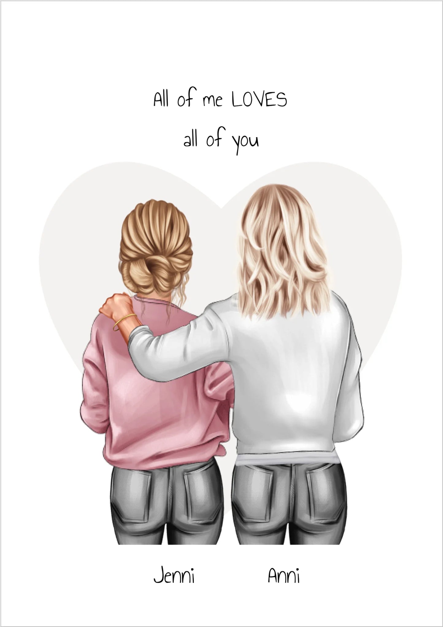 Personalisiertes Poster Geschenk Mutter & Tochter, Bild Geschenk Freundin, Schwester Kollegin