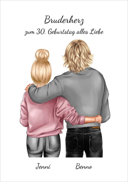 Geschenk 30 Geburtstag Bruder - Bild Geburtstagsgeschenk von Schwester - Weihnachtsgeschenk Poster