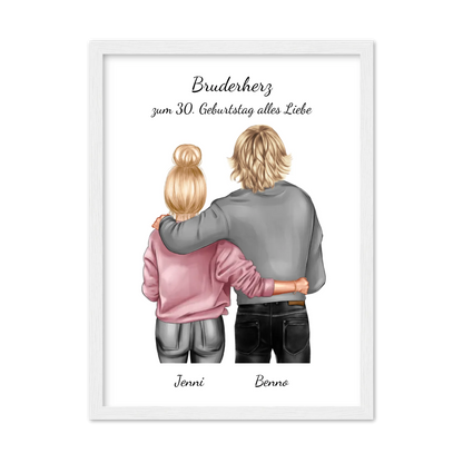 Geschenk 30 Geburtstag Bruder - Bild Geburtstagsgeschenk von Schwester - Weihnachtsgeschenk Poster