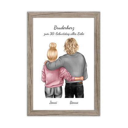 Geschenk 30 Geburtstag Bruder - Bild Geburtstagsgeschenk von Schwester - Weihnachtsgeschenk Poster