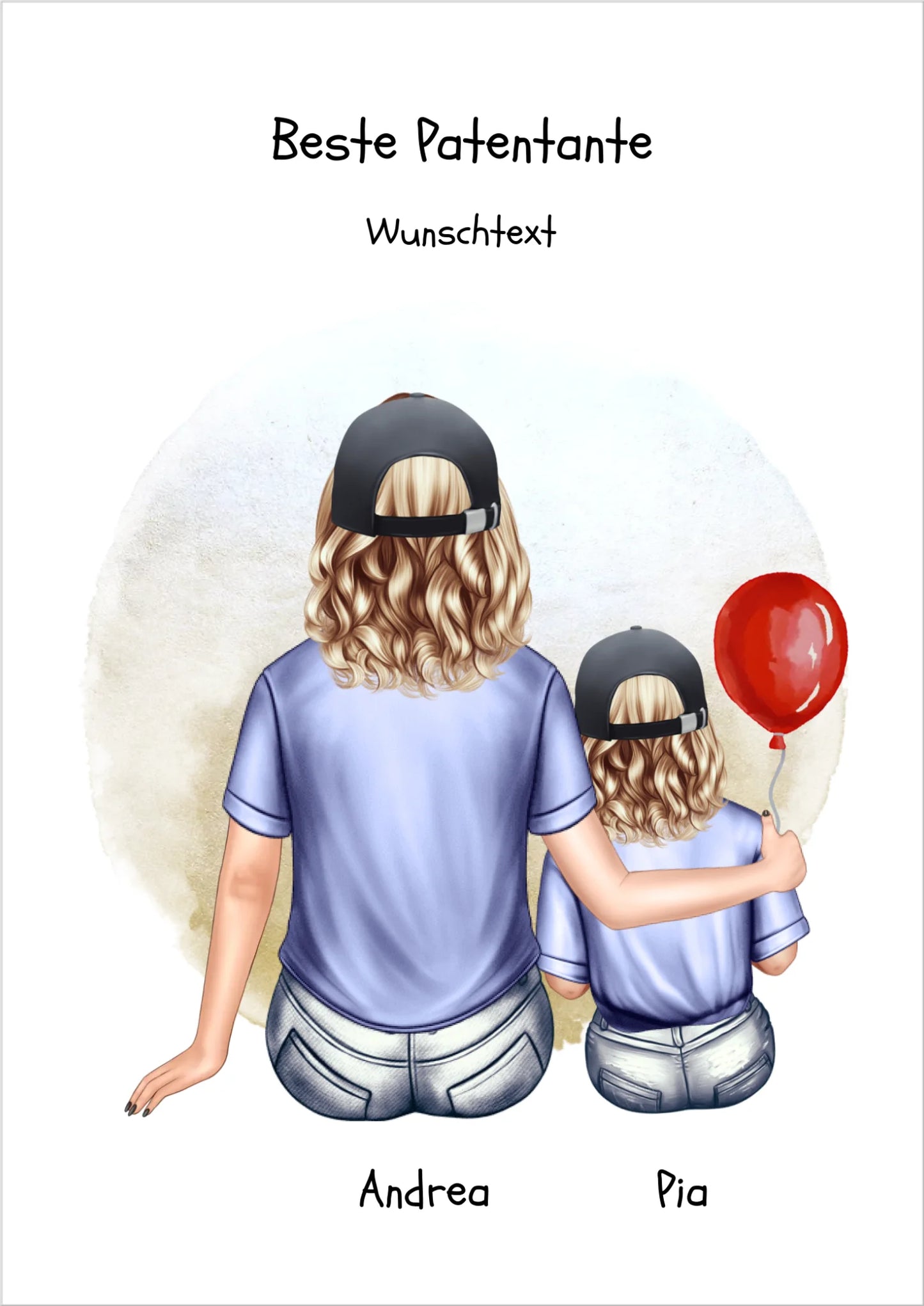 Geschenk Patentante mit Patenkind Mädchen Poster, Leinwandbild - Weihnachtsgeschenk Geburtstagsgeschenk