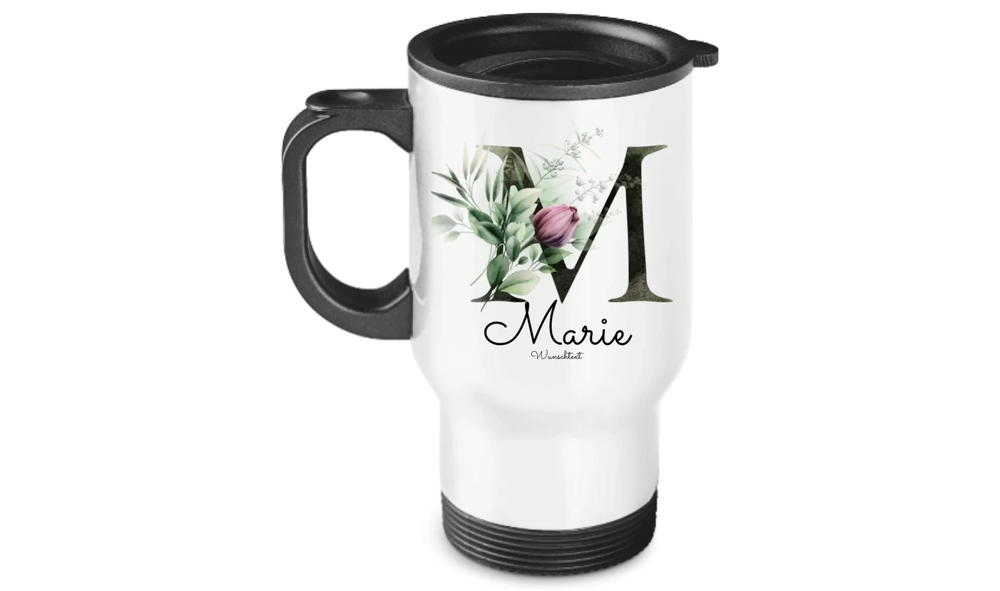 Personalisierter Becher aus Edelstahl mit Monogramm, Namen und Text