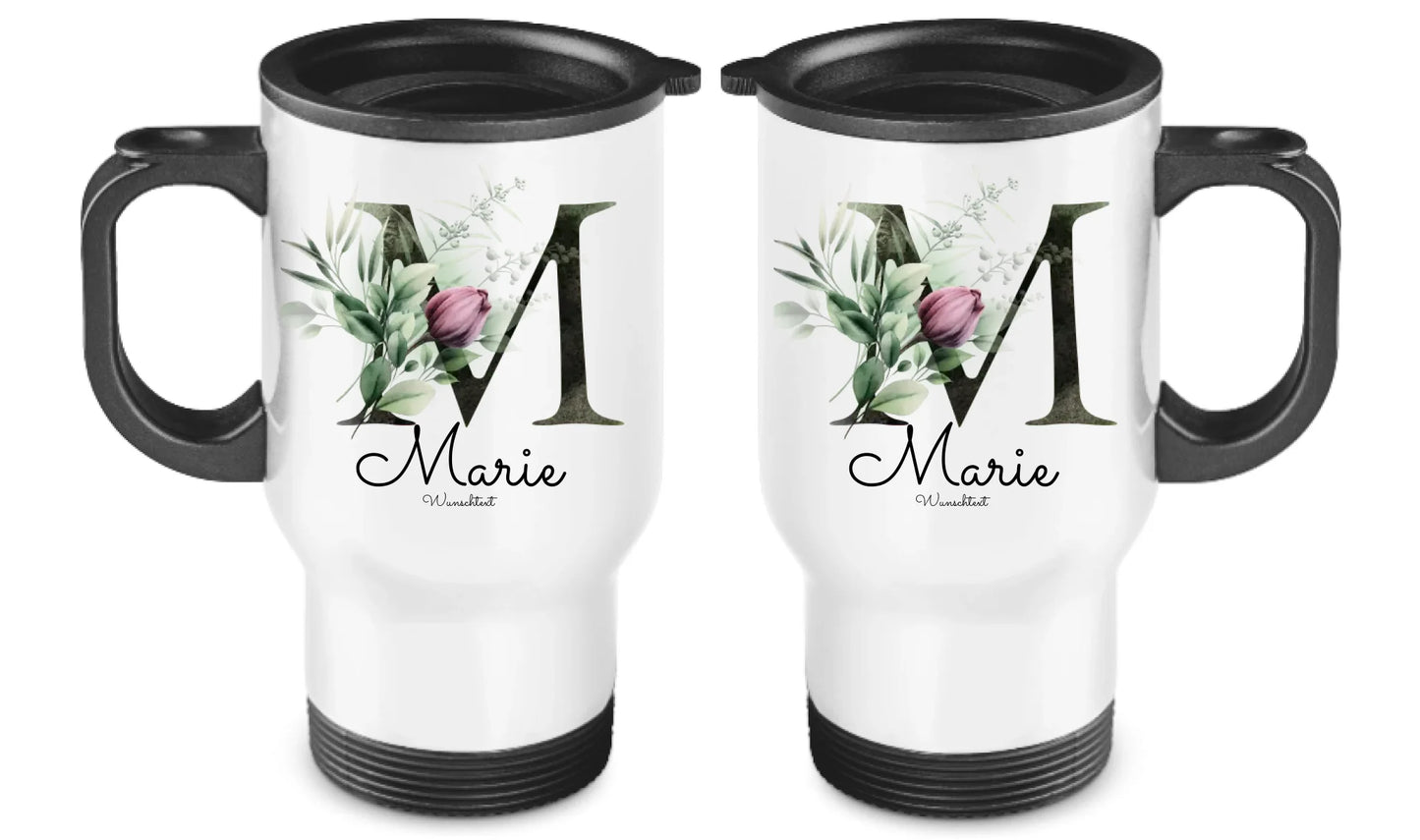 Personalisierter Becher aus Edelstahl mit Monogramm, Namen und Text
