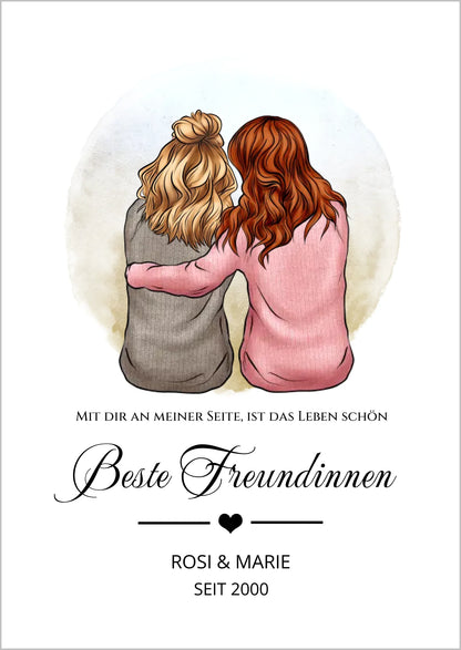 2 Beste Freundin Poster Geschenk | Geburtstagsgeschenk Bild