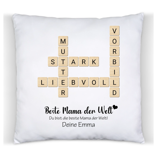 Personalisiertes Weihnachtsgeschenk für Mama Scrabble Druck Design Geschenk, Familienbild mit Familiennamen, Geburtstagsgeschenk Kreuzworträtsel Design