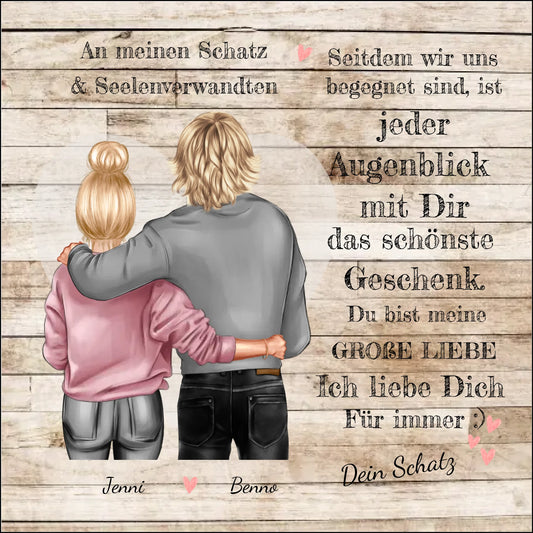 An meinen Schatz - Poster personalisierte Paarleinwand - Geschenk für Sie - Geschenk für Ihn 2