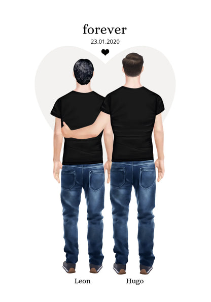 Beste Freunde Partnergeschenk personalisiert 2 Männer - kuschelige Fleece Premium - Freundschaft & Valentinstag Geschenk - Geburtstagsgeschenk & Weihnachtsgeschenk