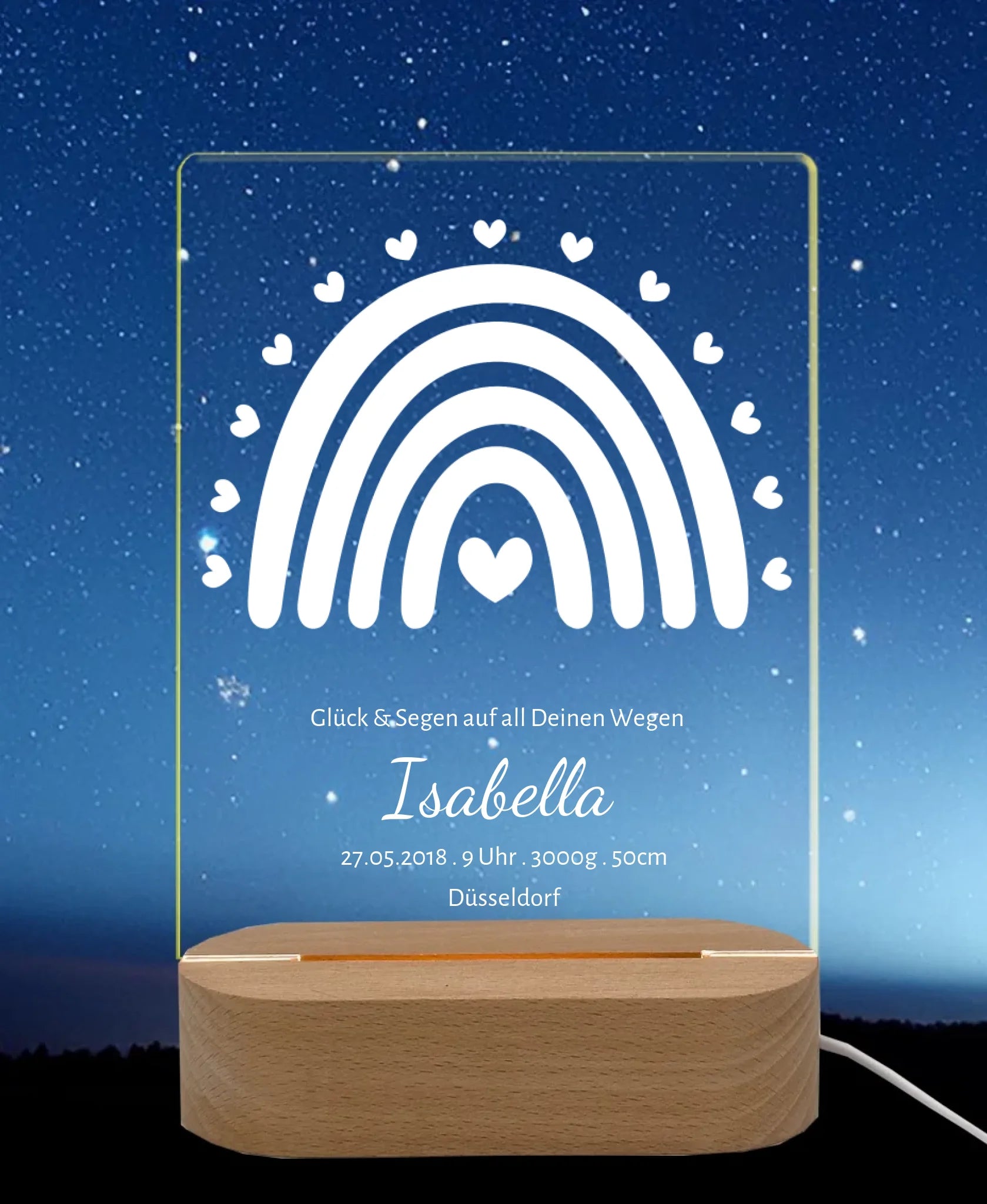 Licht an Nachthimmel