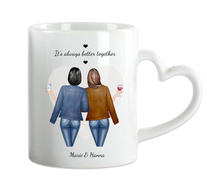 2 Beste Freundinnen Tasse, Personalisierter Kaffeebecher, Geschenkidee Weihnachten Freundin, Familie, Schwester, Kollegin