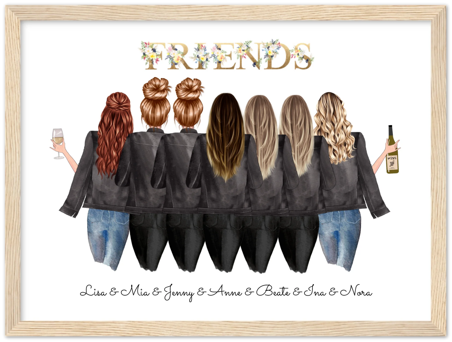 7 Beste Freundinnen Poster personalisiertes Geburtstagsgeschenk - Freundin Bild Geschenk Geburtstag