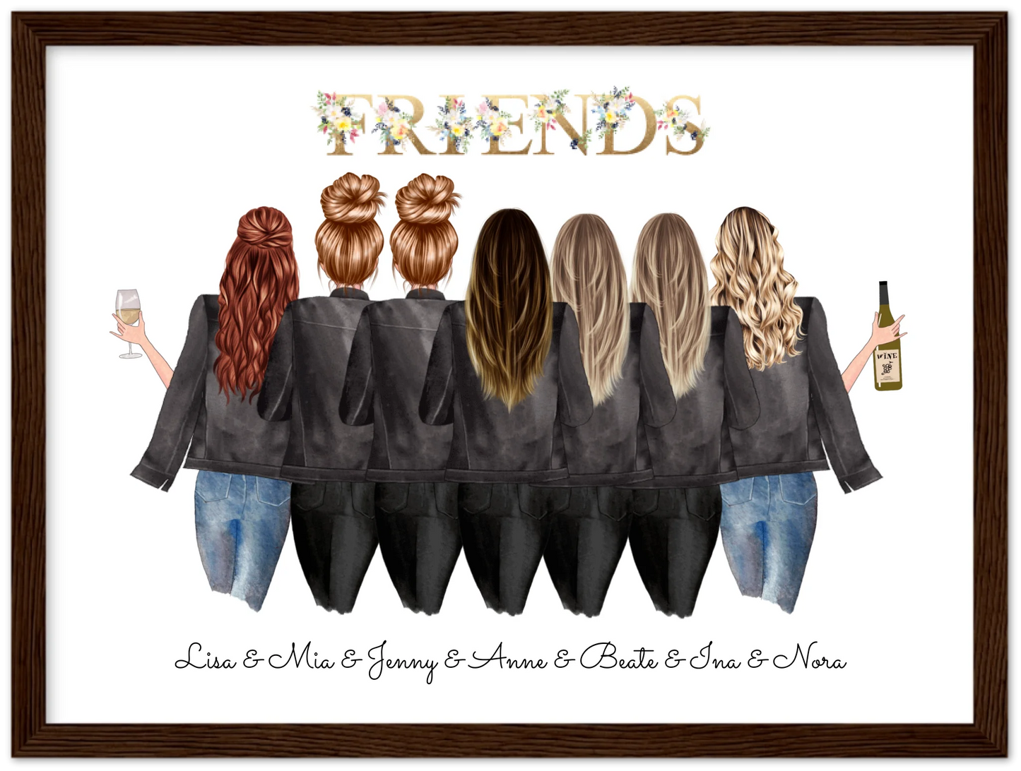 7 Beste Freundinnen Poster personalisiertes Geburtstagsgeschenk - Freundin Bild Geschenk Geburtstag