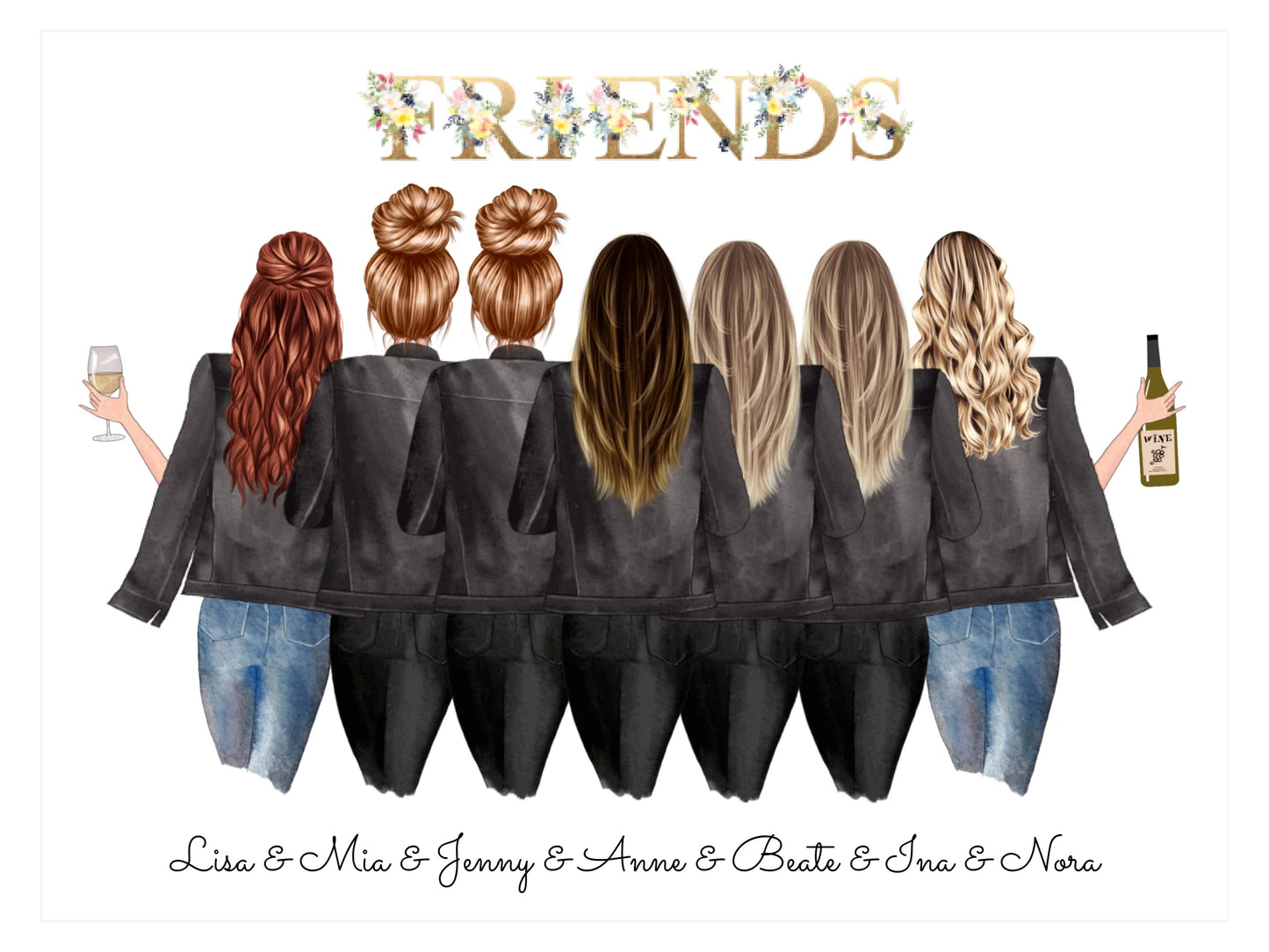 7 Beste Freundinnen Poster personalisiertes Geburtstagsgeschenk - Freundin Bild Geschenk Geburtstag