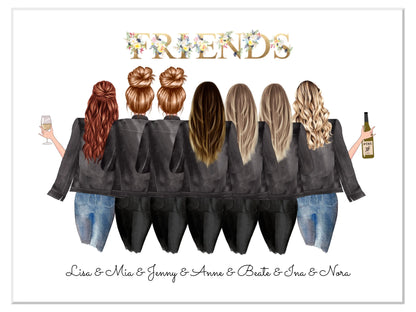 7 Beste Freundinnen Poster personalisiertes Geburtstagsgeschenk - Freundin Bild Geschenk Geburtstag