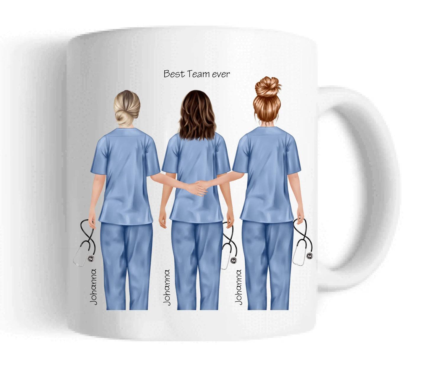 3 Beste Krankenschwester Team Tasse, Personalisierter Kaffeebecher, Geschenkidee Kollegin, Tassendruck, Ostern, Pflegerin, Ärztin
